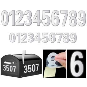 2sets Reflective Mailbox Numbers Sticker, Decal Die Cut Classic Style Vinyl Waterproof Number Self Adhesive (3" X 1 Set , 4" X 1 Set) For Signs,