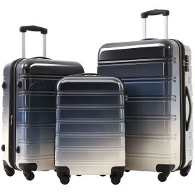 Hardshell Luggage Sets 3 Piece Gradient Color Expandable Suitcase with Spinner Wheels and TSA Lock Lightweight 20" 24" 28" Available,Gradient Bla