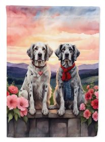 English Setter Two Hearts Garden Flag Mailbox Flag Decorative Yard Flag Banner Outside Patio Artwork Yard Flower Beds, Garden Size, Multicolor