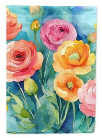 Ranunculus in Watercolor Garden Flag Mailbox Flag Decorative Yard Flag Banner Outside Patio Artwork Yard Flower Beds, Garden Size, Multicolor