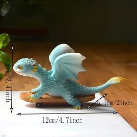 1pc Miniature Fairy Garden Figurines, Cute Resin Dragon Statue, Mini Dragon Reading Figurine, Mini Pink Dragon And Baby Statue, Fairy Garden Deco (Items: Dragon On Skateboard)