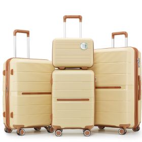 Luggage Sets 4 Piece(14/20/24/28) PP Lightweight & Durable Expandable suitcase (Color: as Pic)